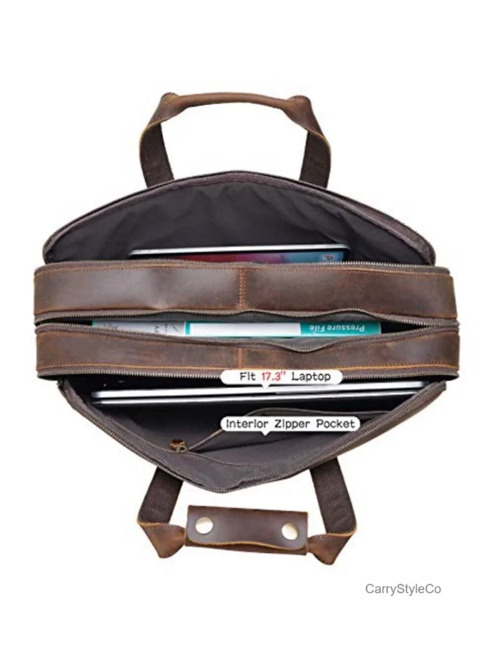Full Grain Leather Laptop Briefcase 17.3